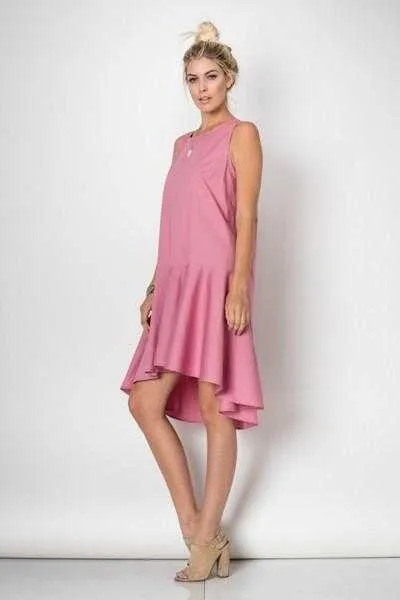 Pretty In Pink Hi-low Tulip Drop Waist Dress