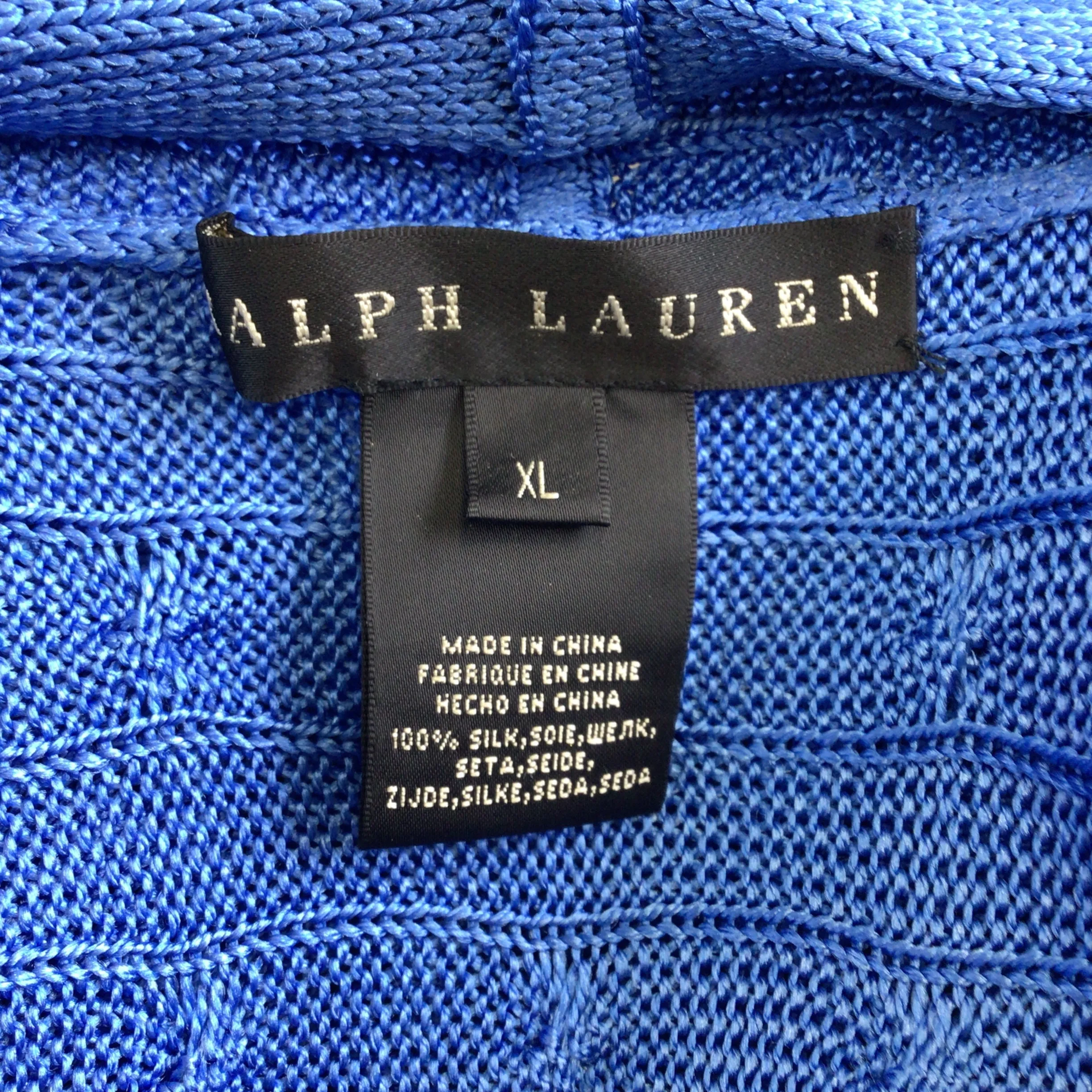 Ralph Lauren Black Label Blue Cable Knit Open Front Sweater