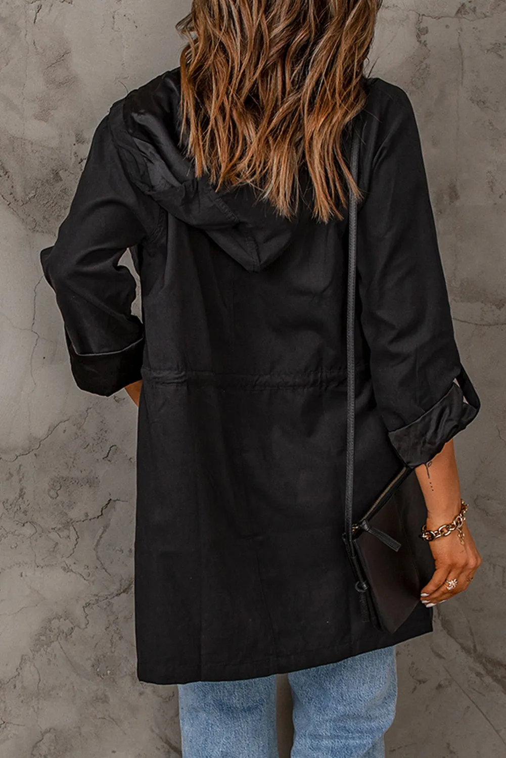 Rarely Seen Drawstring Hooded Longline Jacket