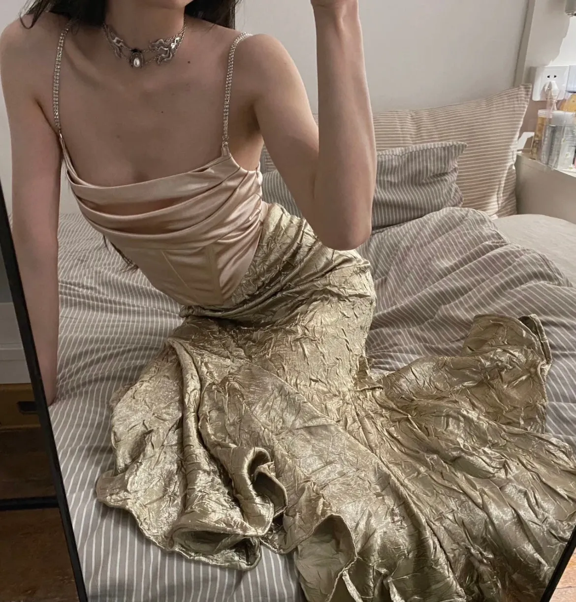 Retro Golden Mermaid Shaped Skirt