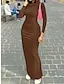 Ruched High Neck Long Sleeve Hooded Maxi Dress