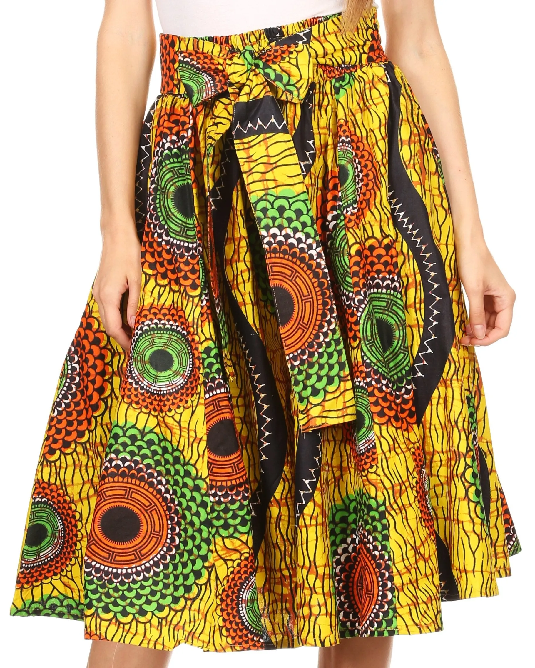 Sakkas Adisa Ankara African Wax Print Culotte Pants Colorful with Elastic Waist