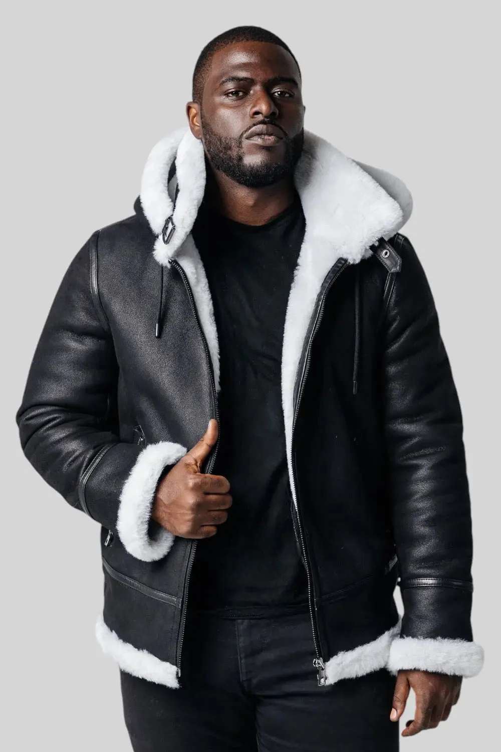 Sandro Hooded Sheepskin Jacket