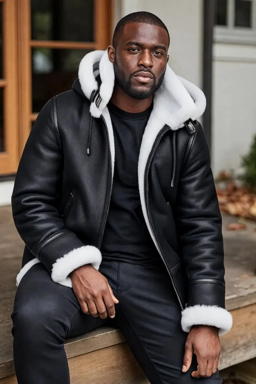 Sandro Hooded Sheepskin Jacket