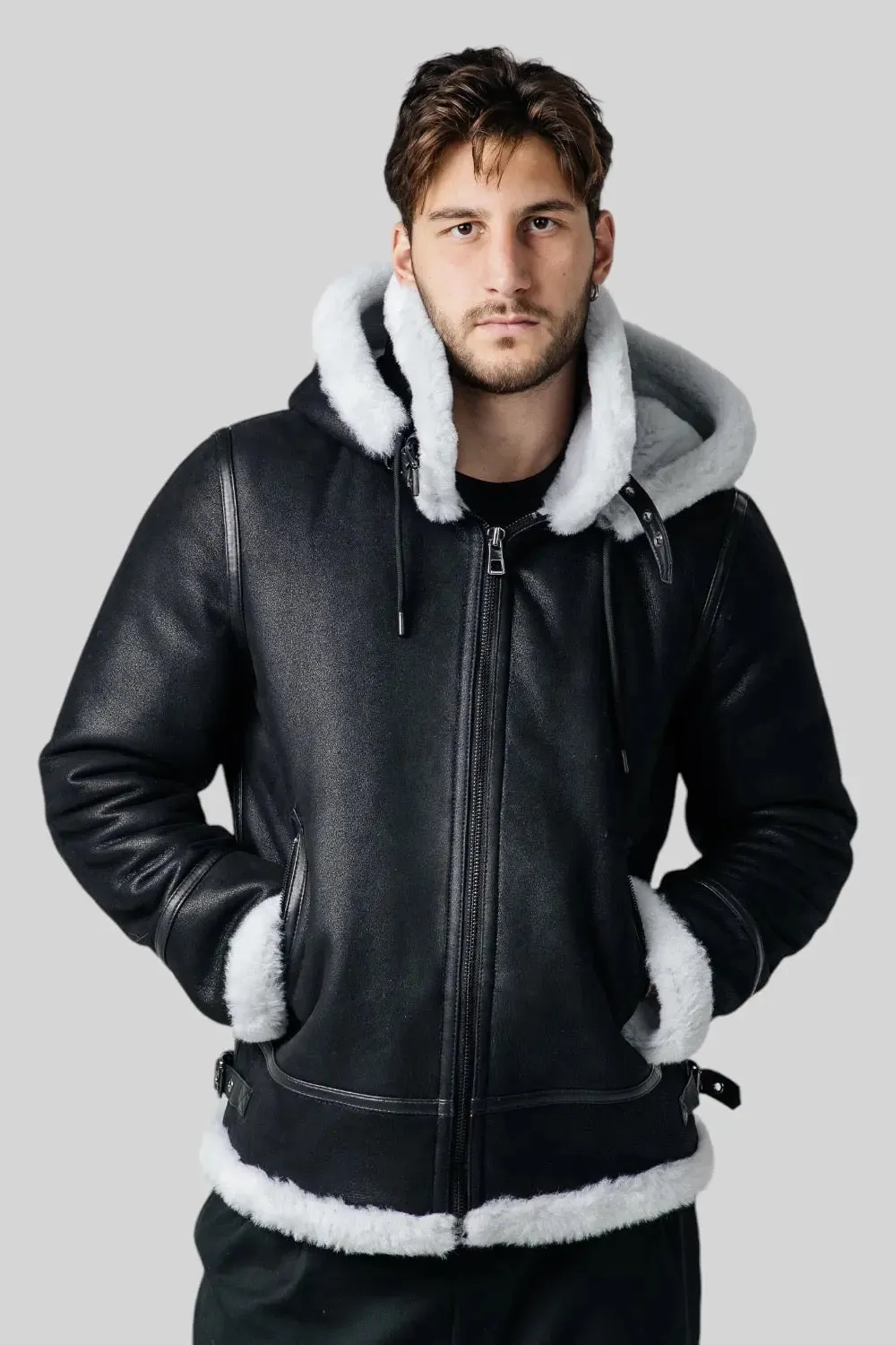 Sandro Hooded Sheepskin Jacket