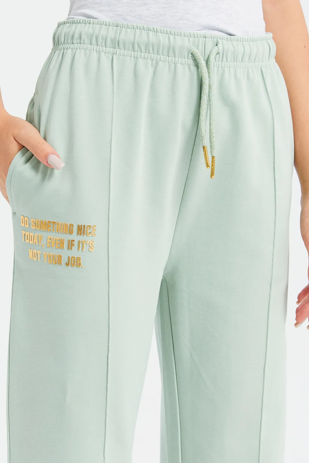 Senior Girls Mint Wide Leg Fit Pants