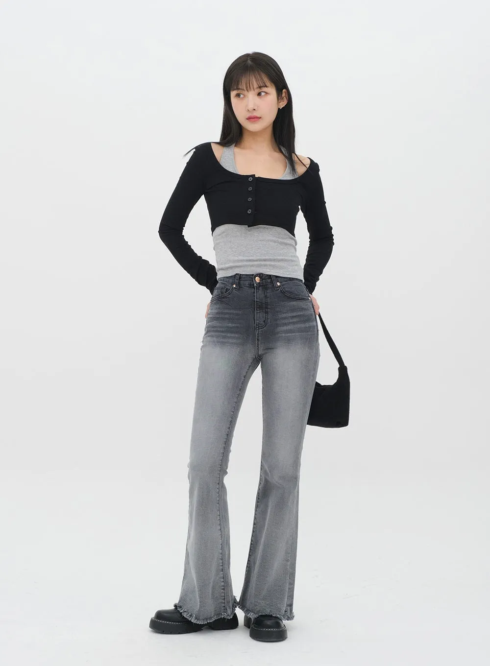 Side Button Knit Crop Top CO13