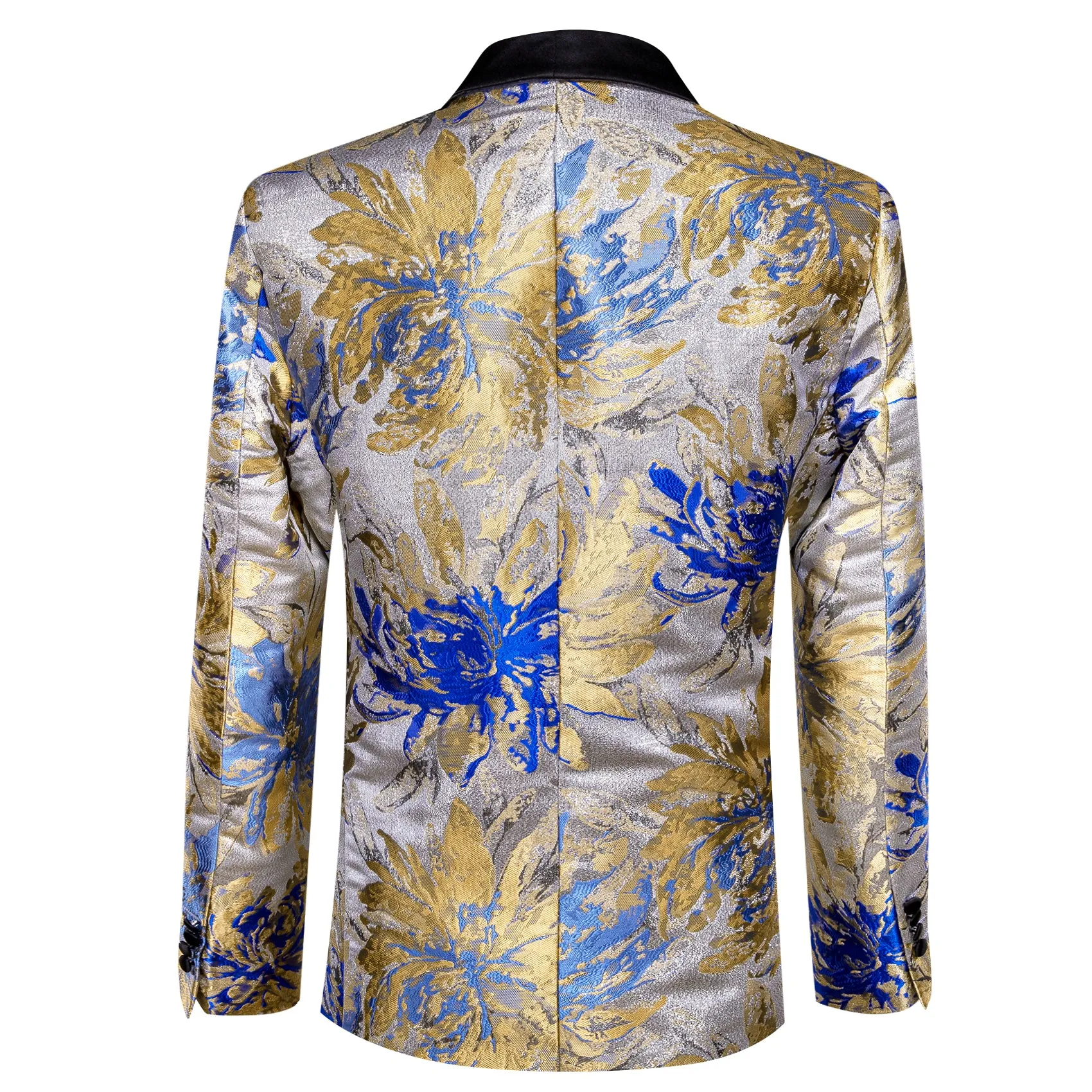 Sliver Blue DarkKhaki Floral Men's Suit for Party