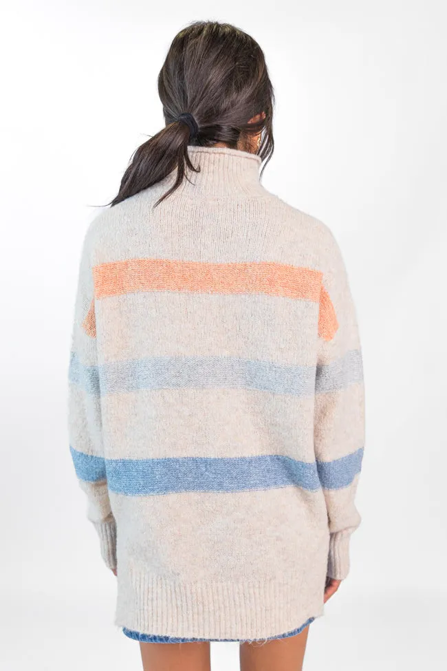 Stripe Up A Conversation Navy and Orange Turtleneck Sweater SALE