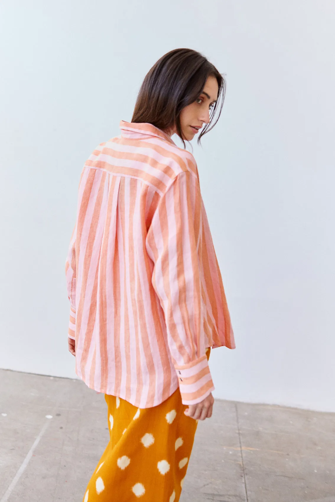 Striped Buttoned Linen Shirt