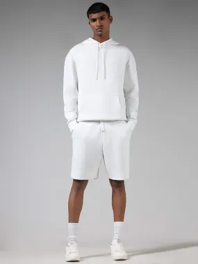 Studiofit Solid Off White Relaxed-Fit Mid-Rise Shorts