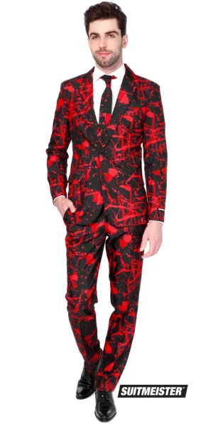 Suitmeister Black and Red Blood Splatter Mens Halloween Oppo Suit