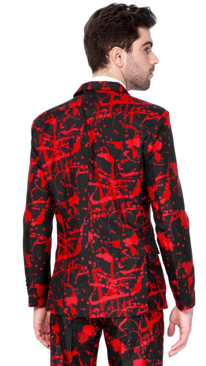 Suitmeister Black and Red Blood Splatter Mens Halloween Oppo Suit