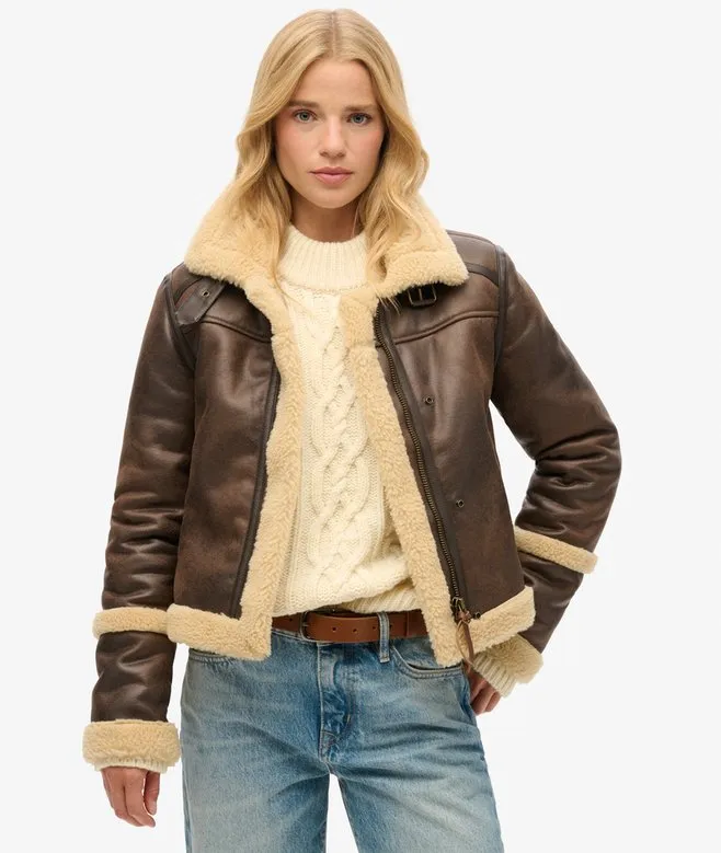 SUPERDRY FAUX SHEARLING CROP JACKET