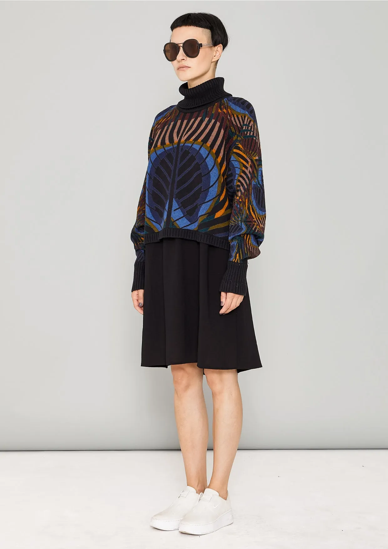 SWEATER TURTLENECK - KNIT printed peacock