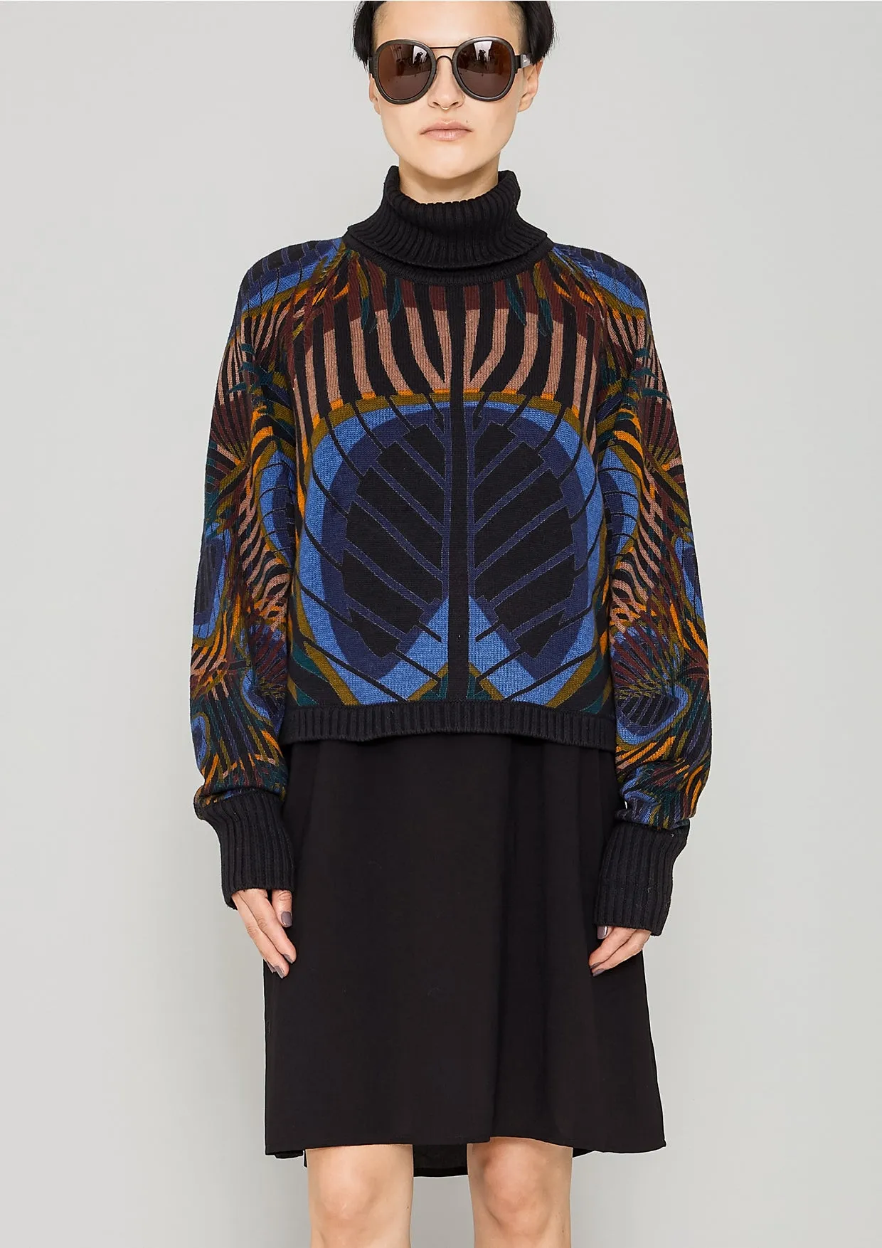 SWEATER TURTLENECK - KNIT printed peacock