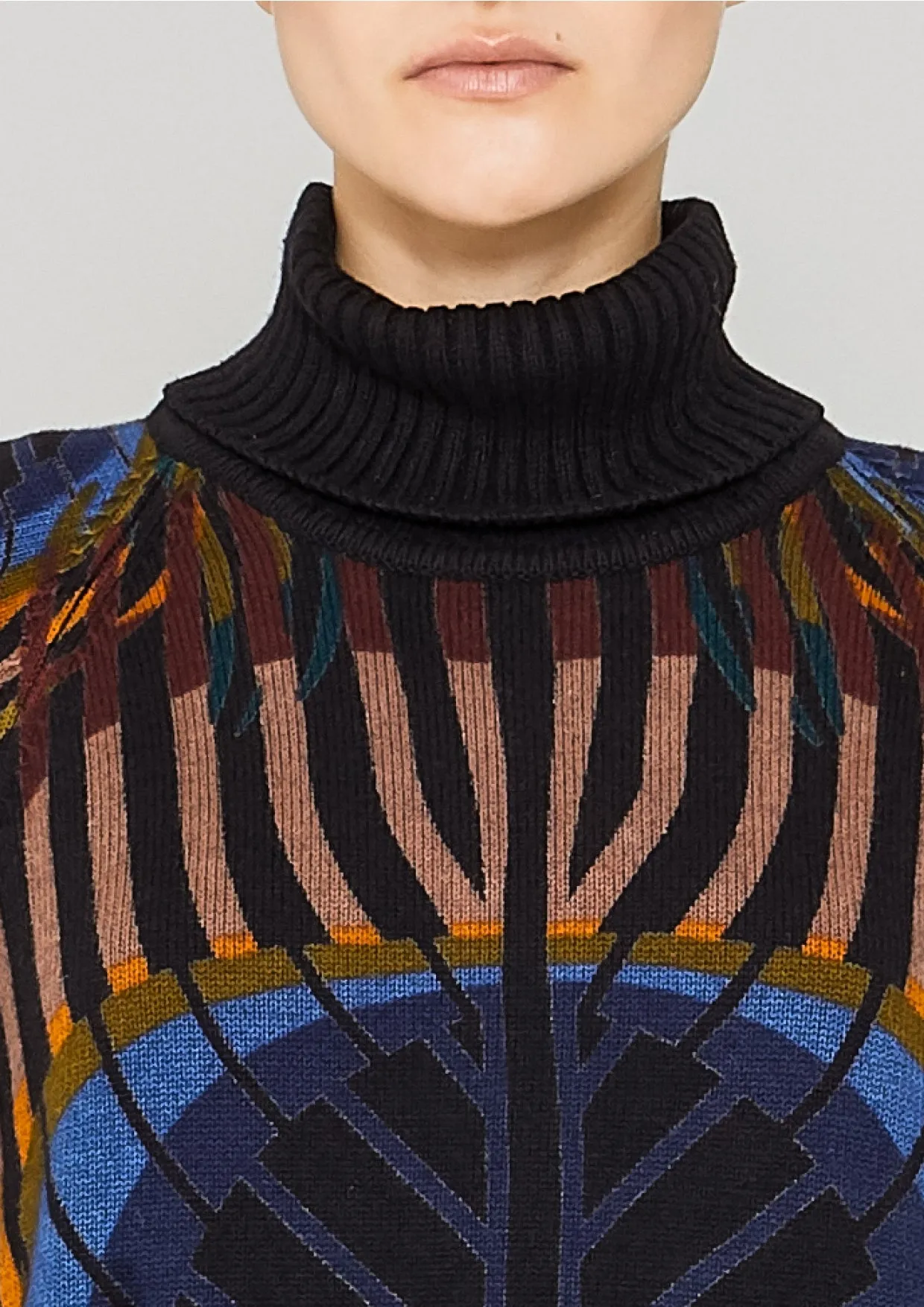 SWEATER TURTLENECK - KNIT printed peacock