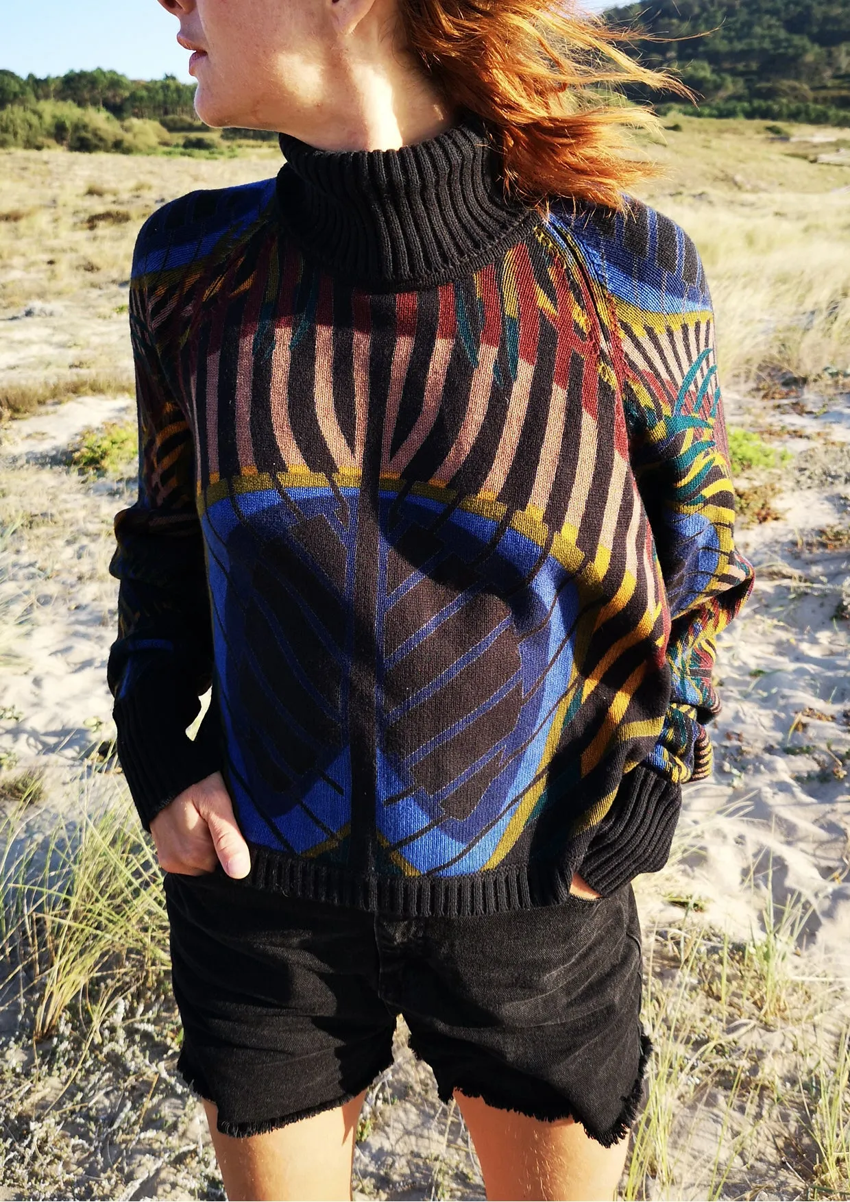 SWEATER TURTLENECK - KNIT printed peacock