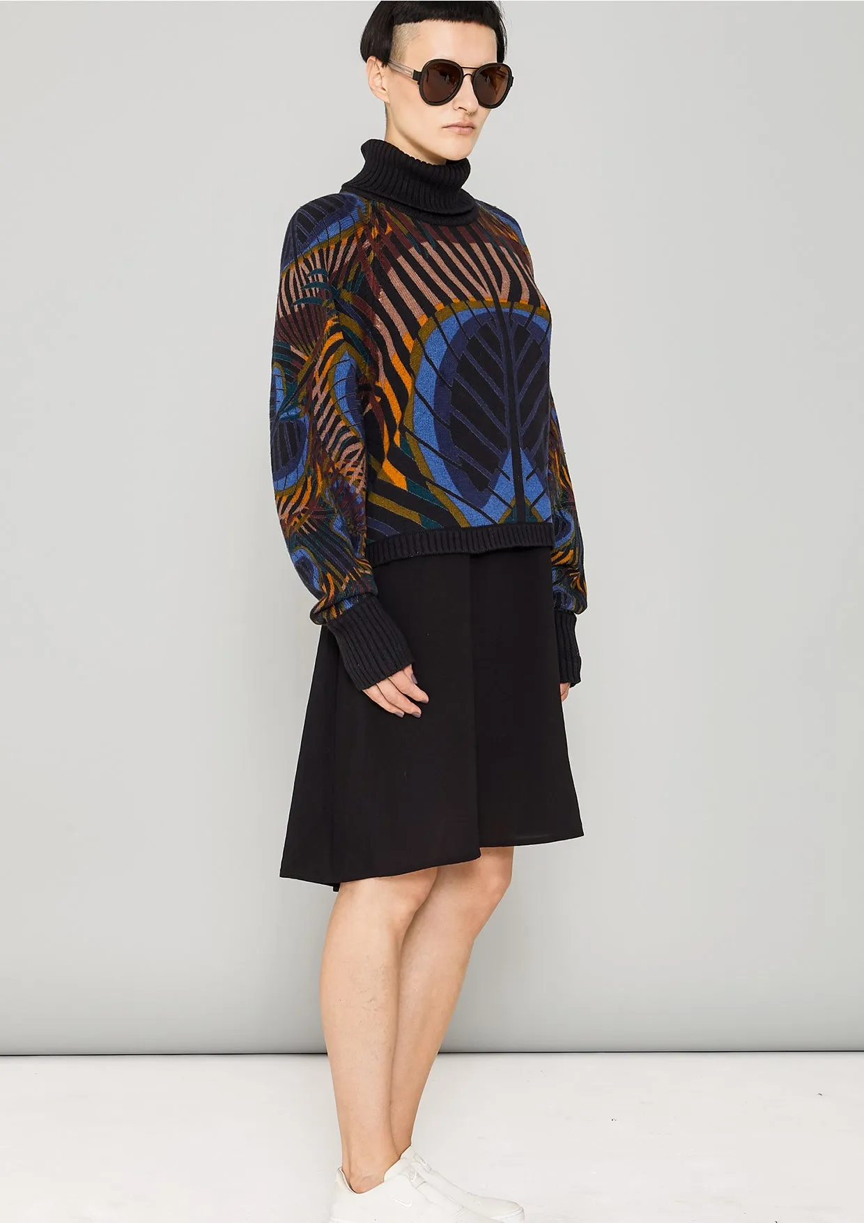 SWEATER TURTLENECK - KNIT printed peacock