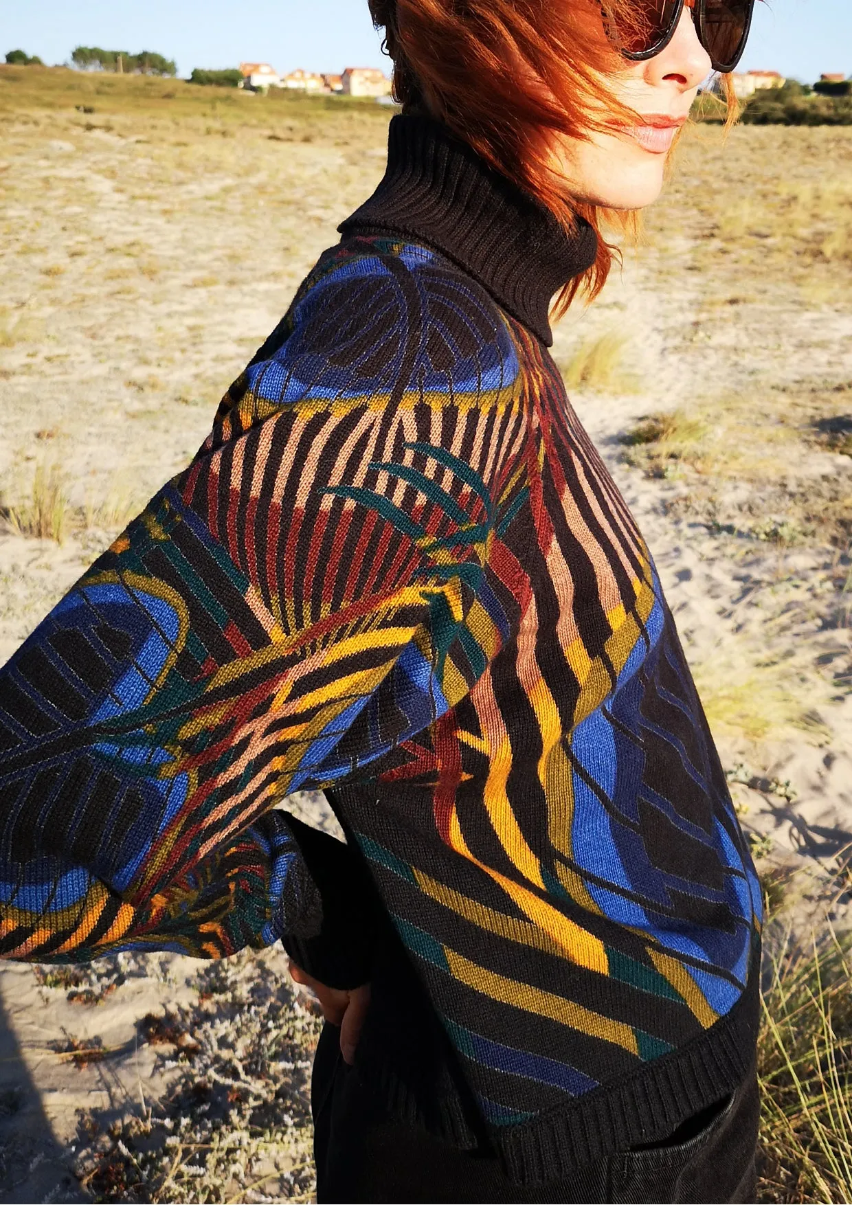 SWEATER TURTLENECK - KNIT printed peacock