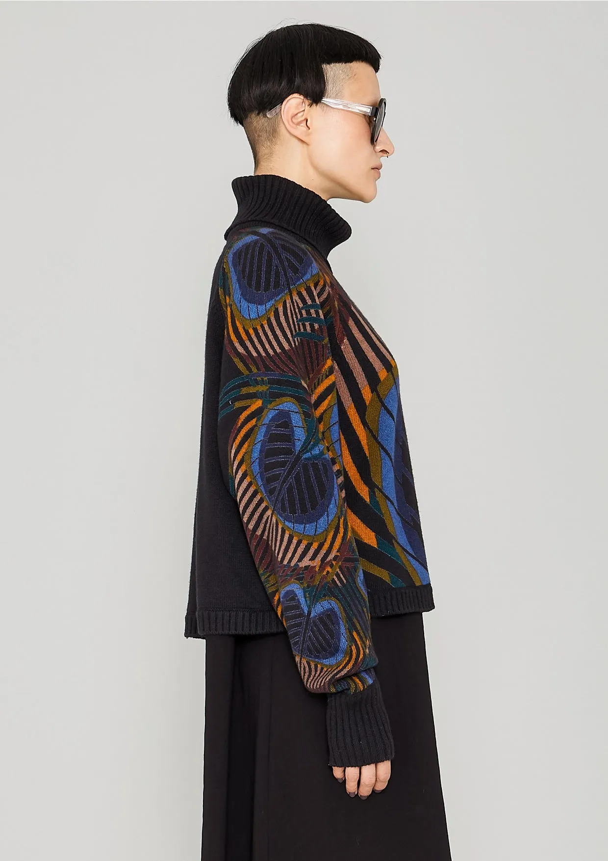 SWEATER TURTLENECK - KNIT printed peacock