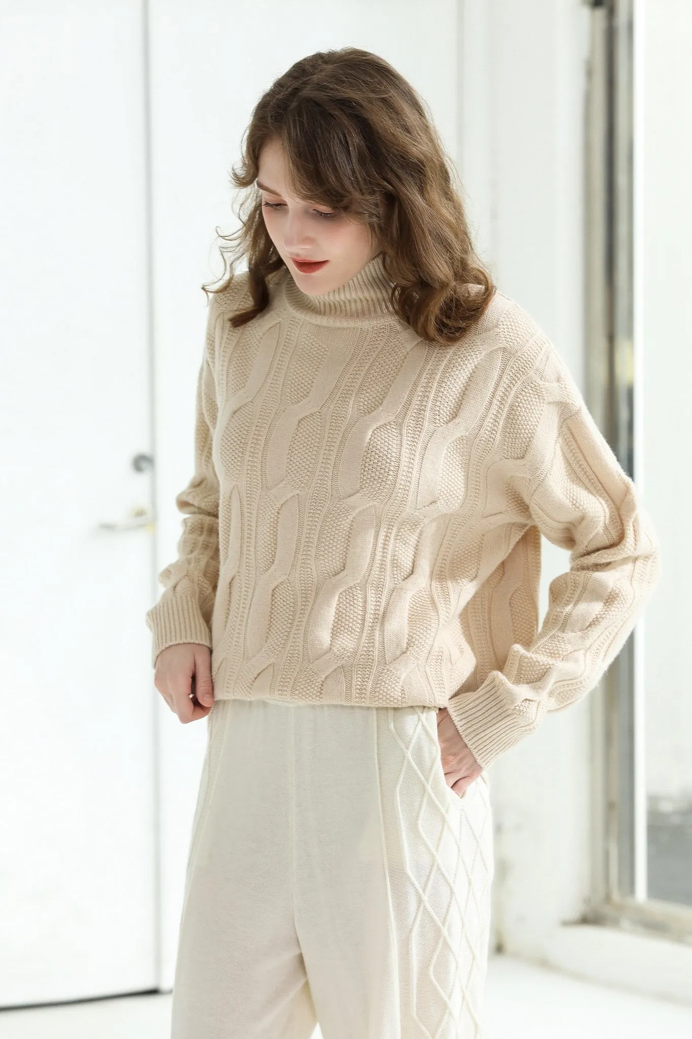 Sylphide | Blisse Beige Cable Sweater