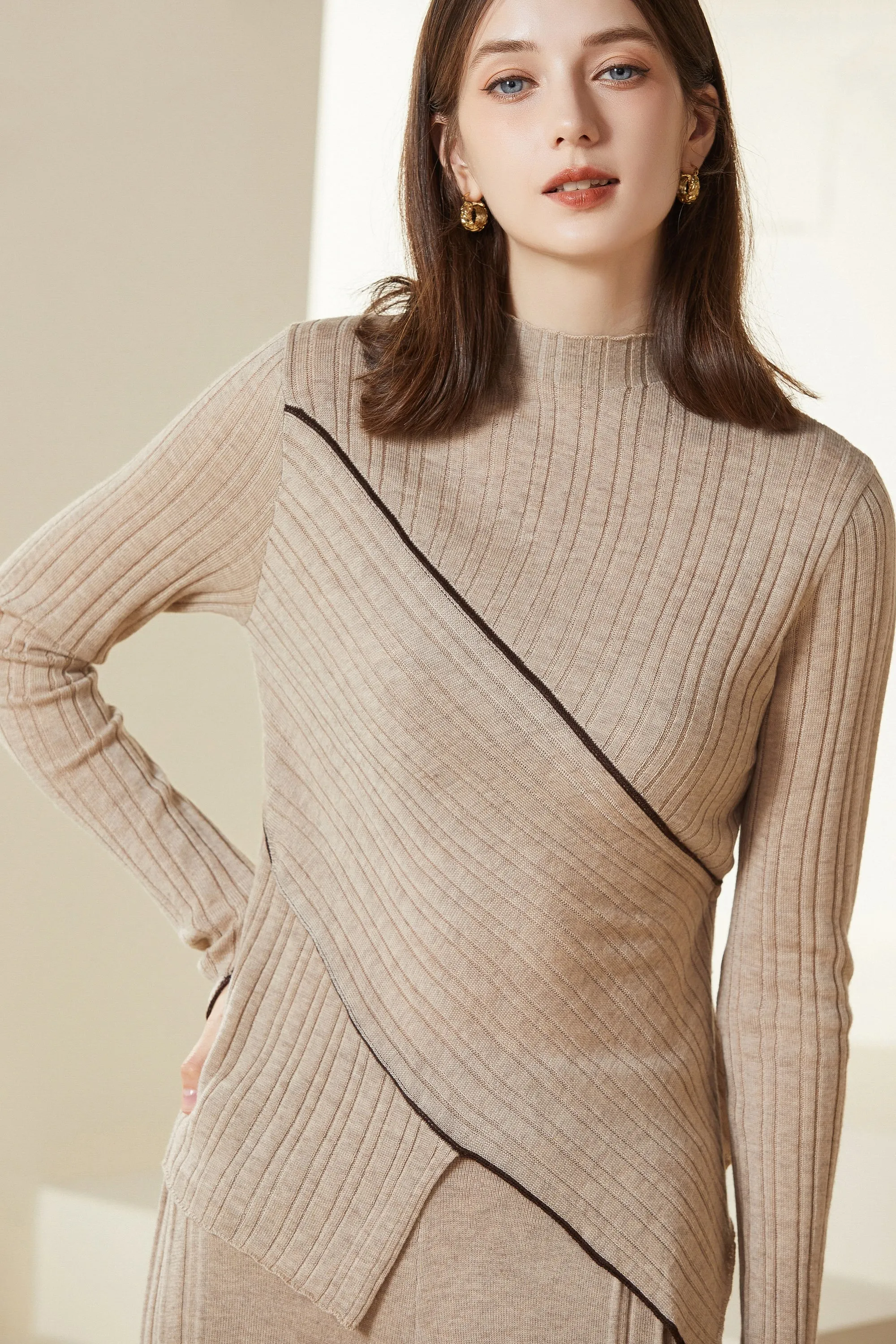 Sylphide | Marthe Asymmetric Wool Blend Sweater