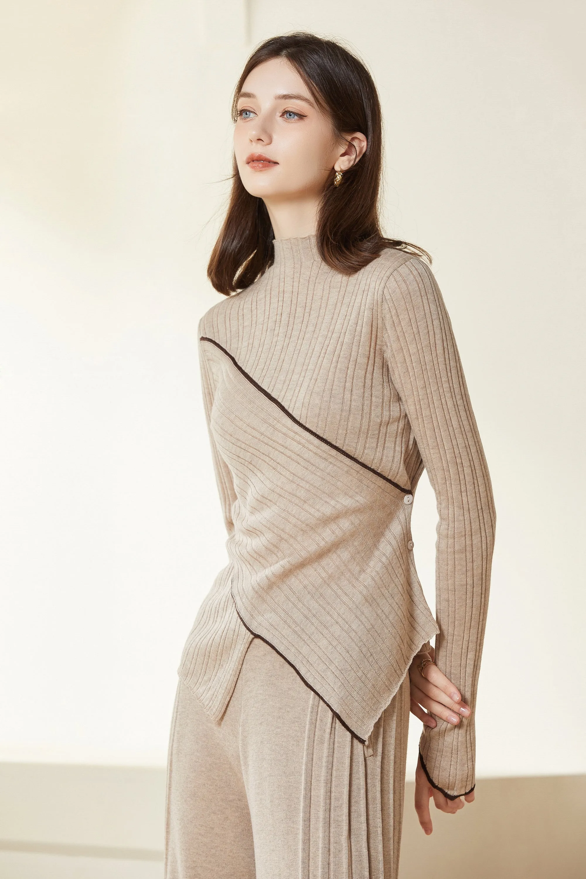 Sylphide | Marthe Asymmetric Wool Blend Sweater