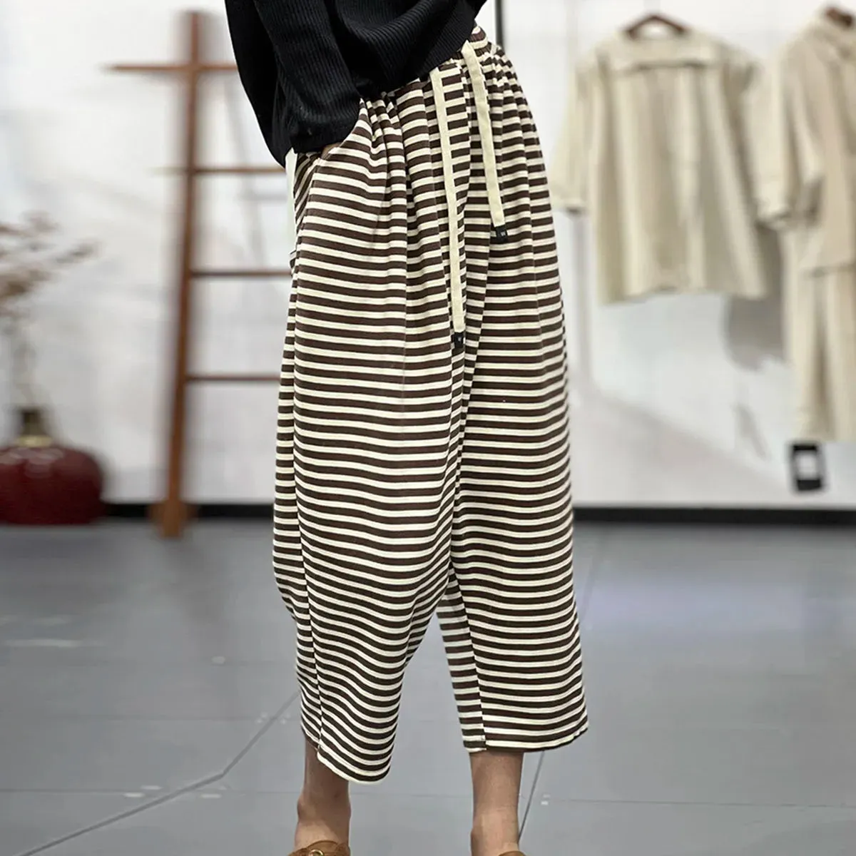 TEEK - Striped Personality Elasticated Waist Pants