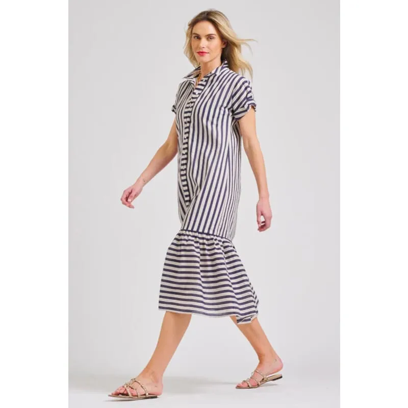 The Emma Dress | Navy Stone Stripe