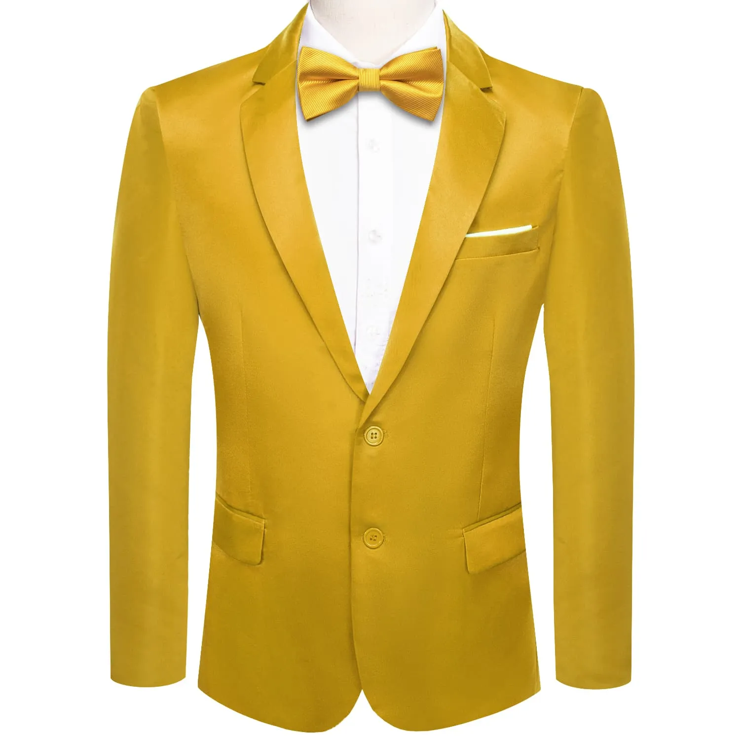 Ties2you Men's Suit Dijon Yellow Satin Notched Collar Suit Jacket