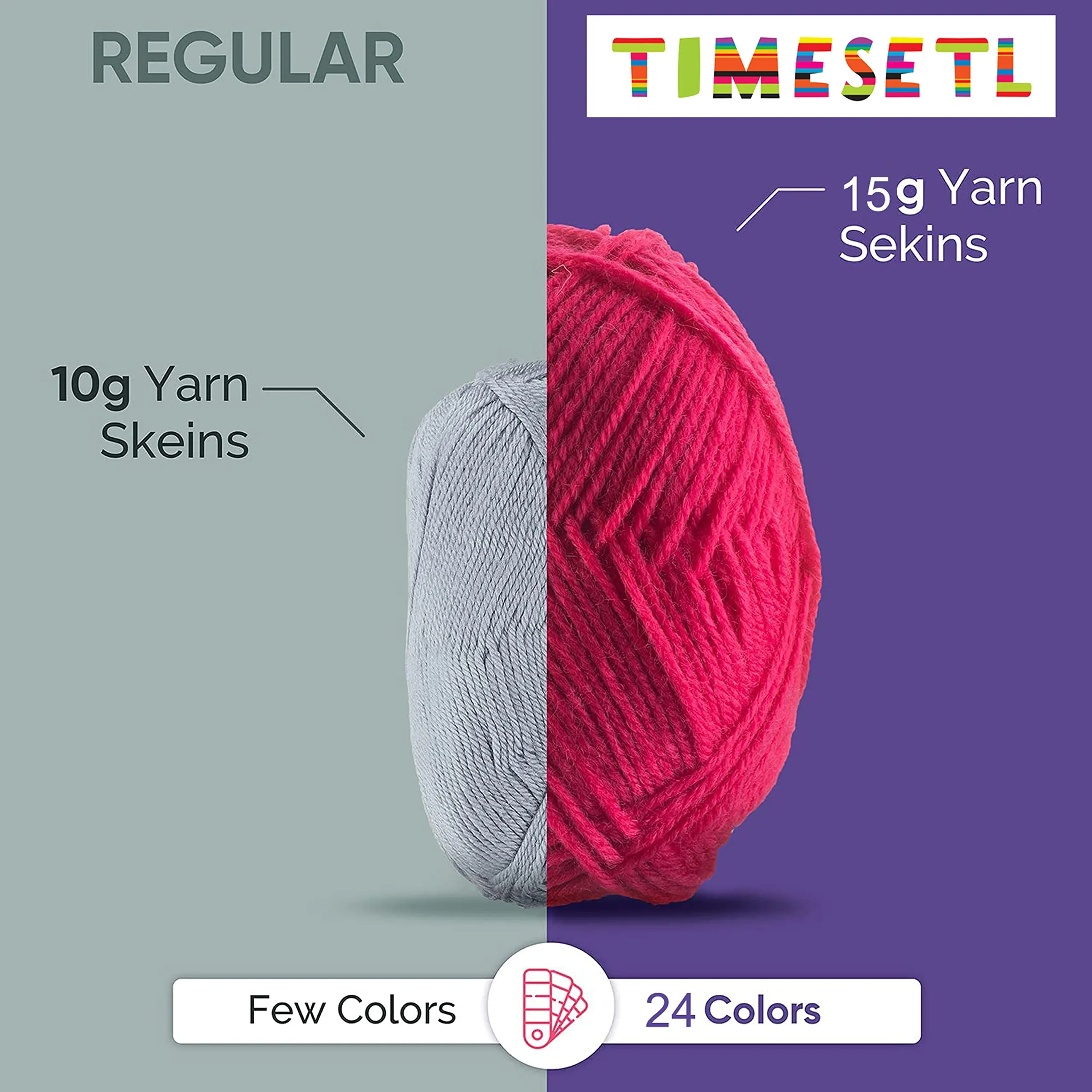 TIMESETL Acrylic Wool Yarn Randomly Send Multicolored for Crochet and Knitting. 12 Pcs