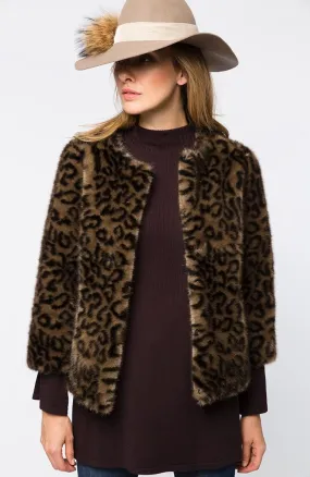 Tyler Boe Faux Fur KiKi  Coat Brown Black Multi