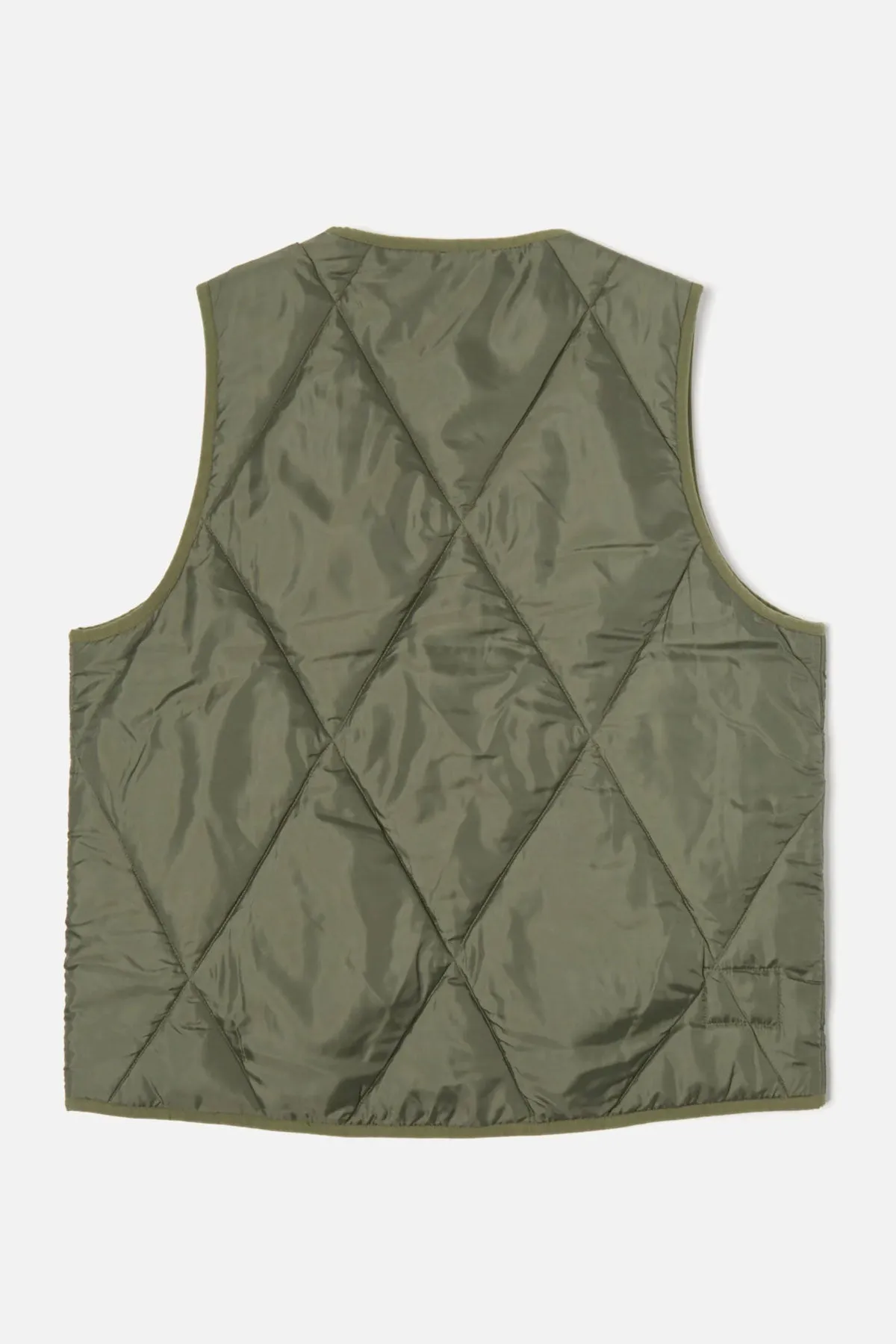 Universal Works - Reversible Military Liner Gilet In Olive / Sand Diamond Quilt