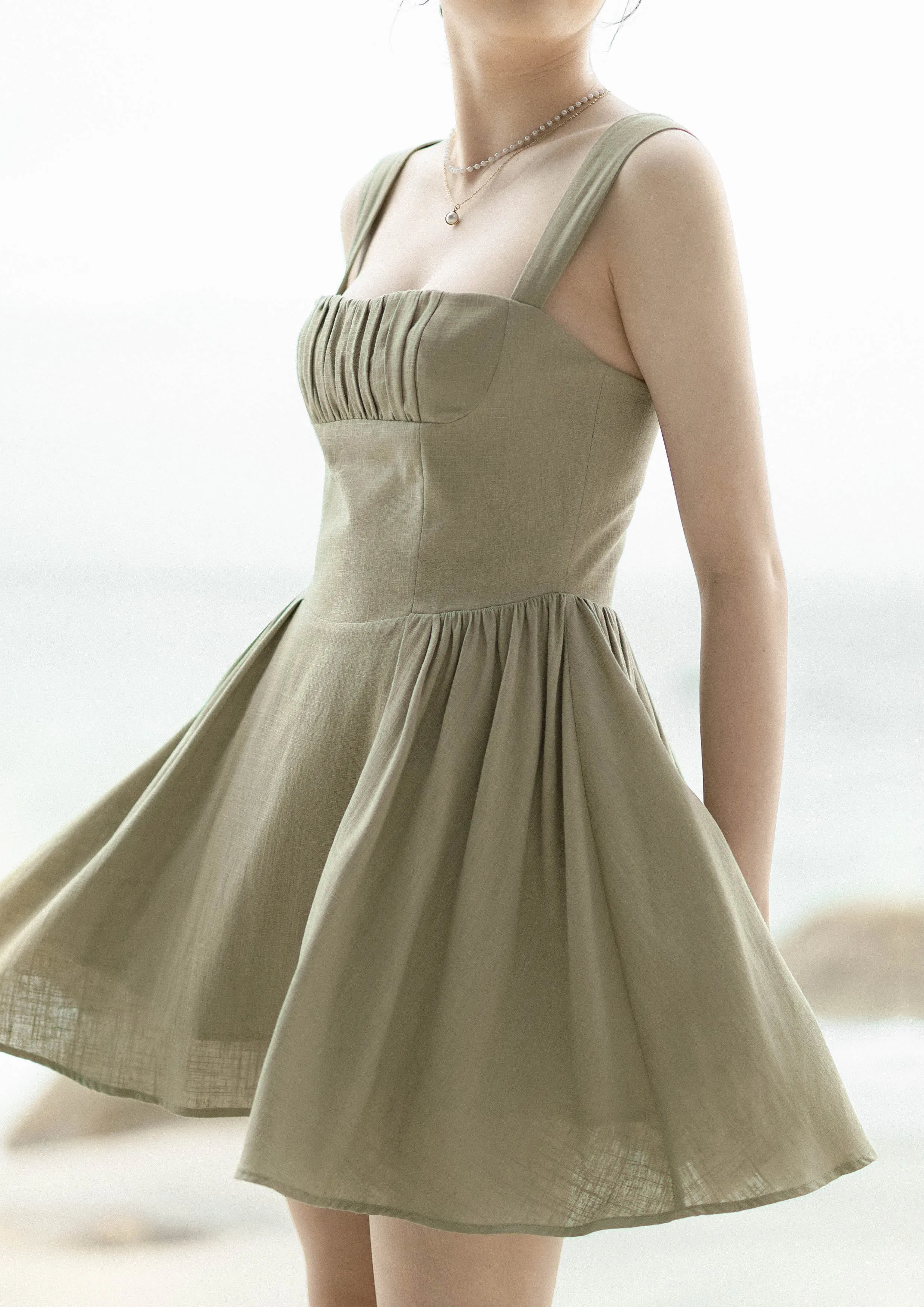 Varena Mini Dress - Sage Green