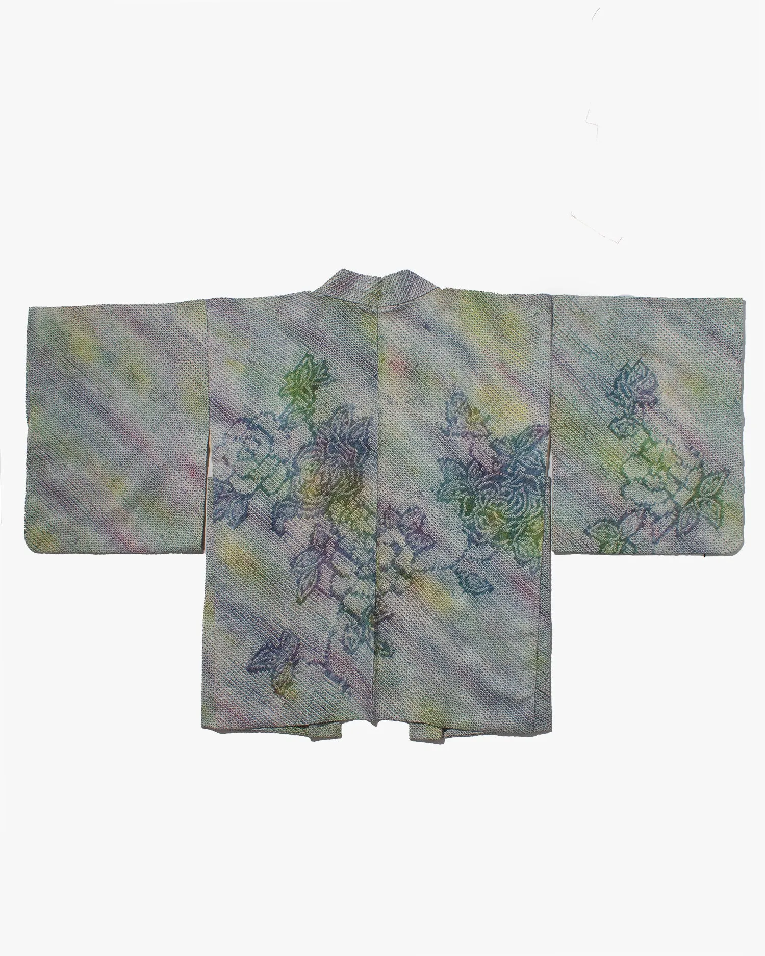 Vintage Haori Jacket, Full Shibori, Cool Gradient with Roses