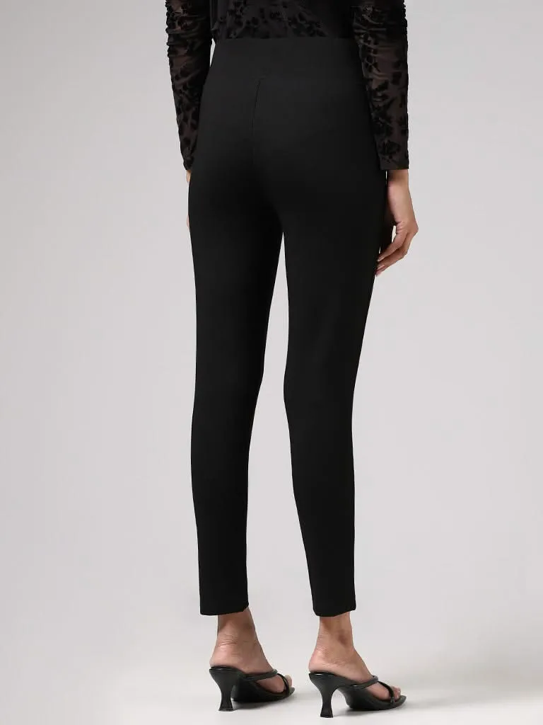 Wardrobe Solid Black High-Rise Jeggings