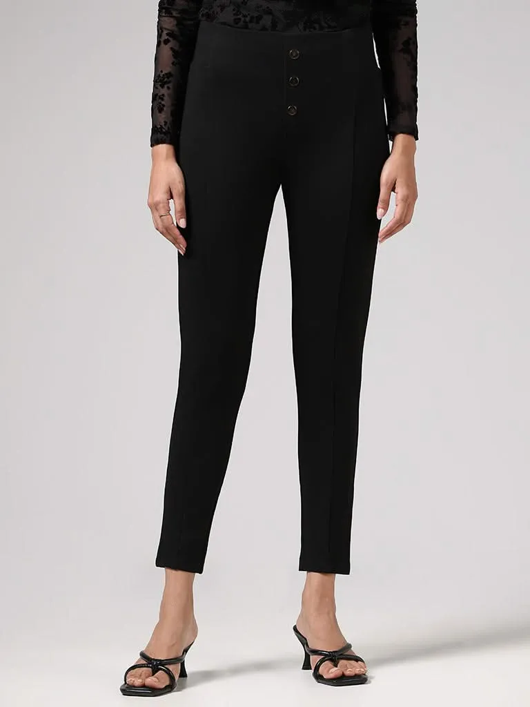 Wardrobe Solid Black High-Rise Jeggings