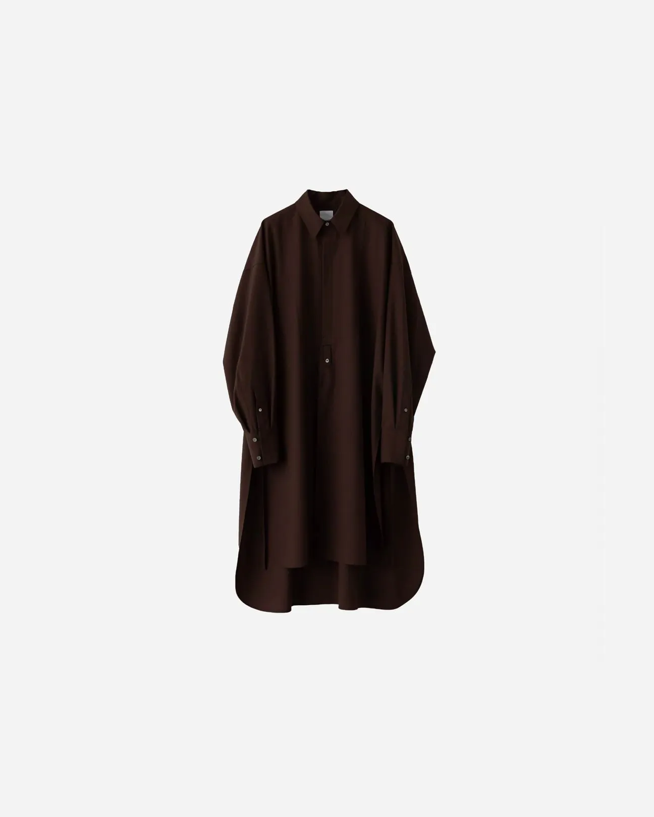 WASHABLE WOOL DRESS LONG SHIRT .05【BROWN】