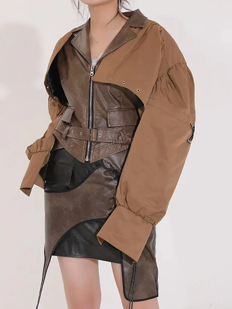 Women's New Elegant Vegan Leather Cropped Jacket