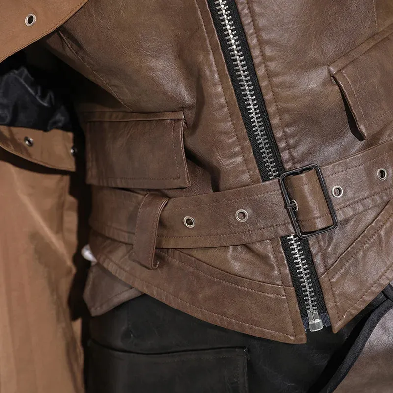 Women's New Elegant Vegan Leather Cropped Jacket