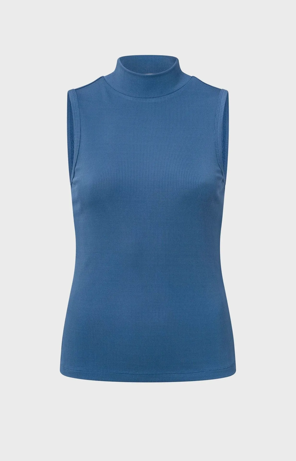 Yaya Ribbed Singlet High Neck Slim Fit Cobalt Blue