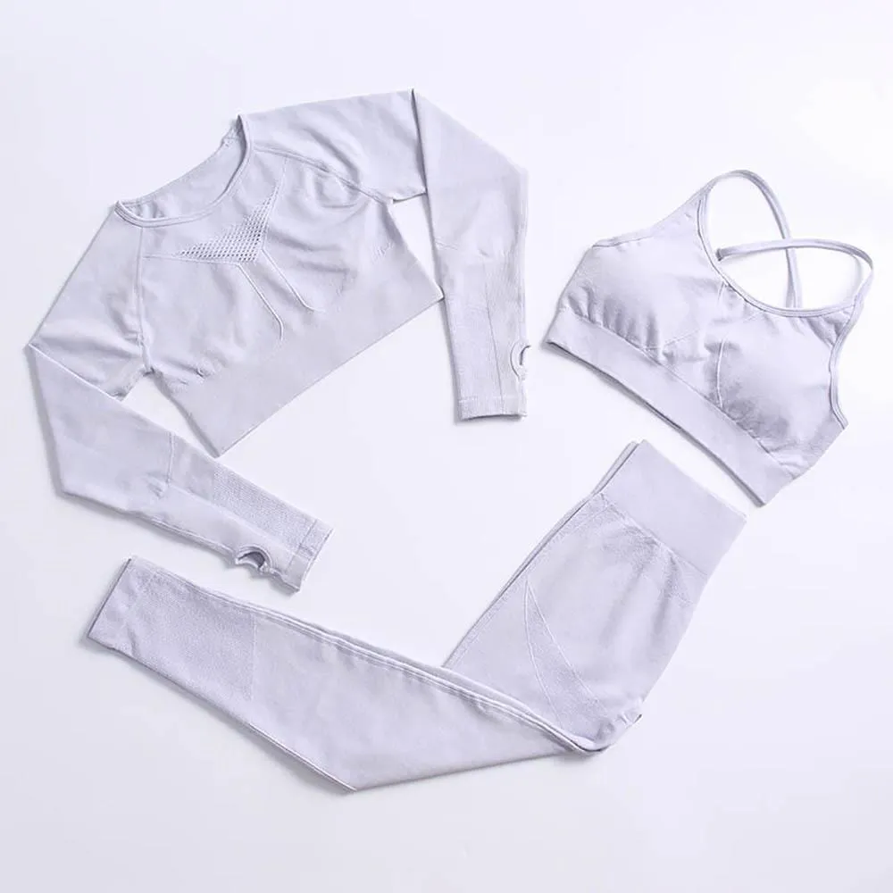 Yoga Set Gym Clothing Track Suit High Waist Pants Sports Bras For Women