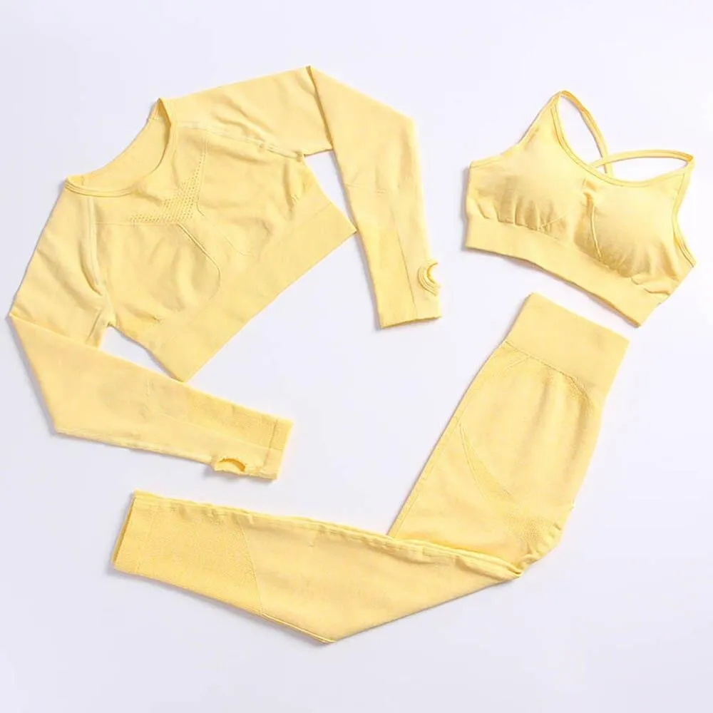 Yoga Set Gym Clothing Track Suit High Waist Pants Sports Bras For Women