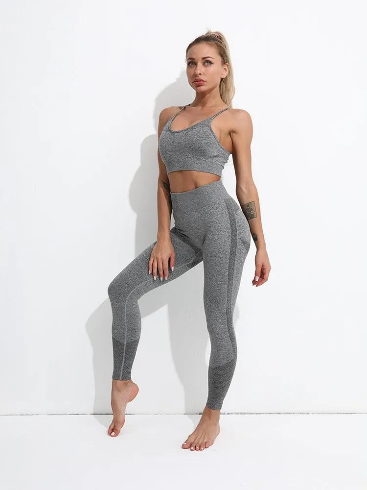 Yoga Set Gym Clothing Track Suit High Waist Pants Sports Bras For Women