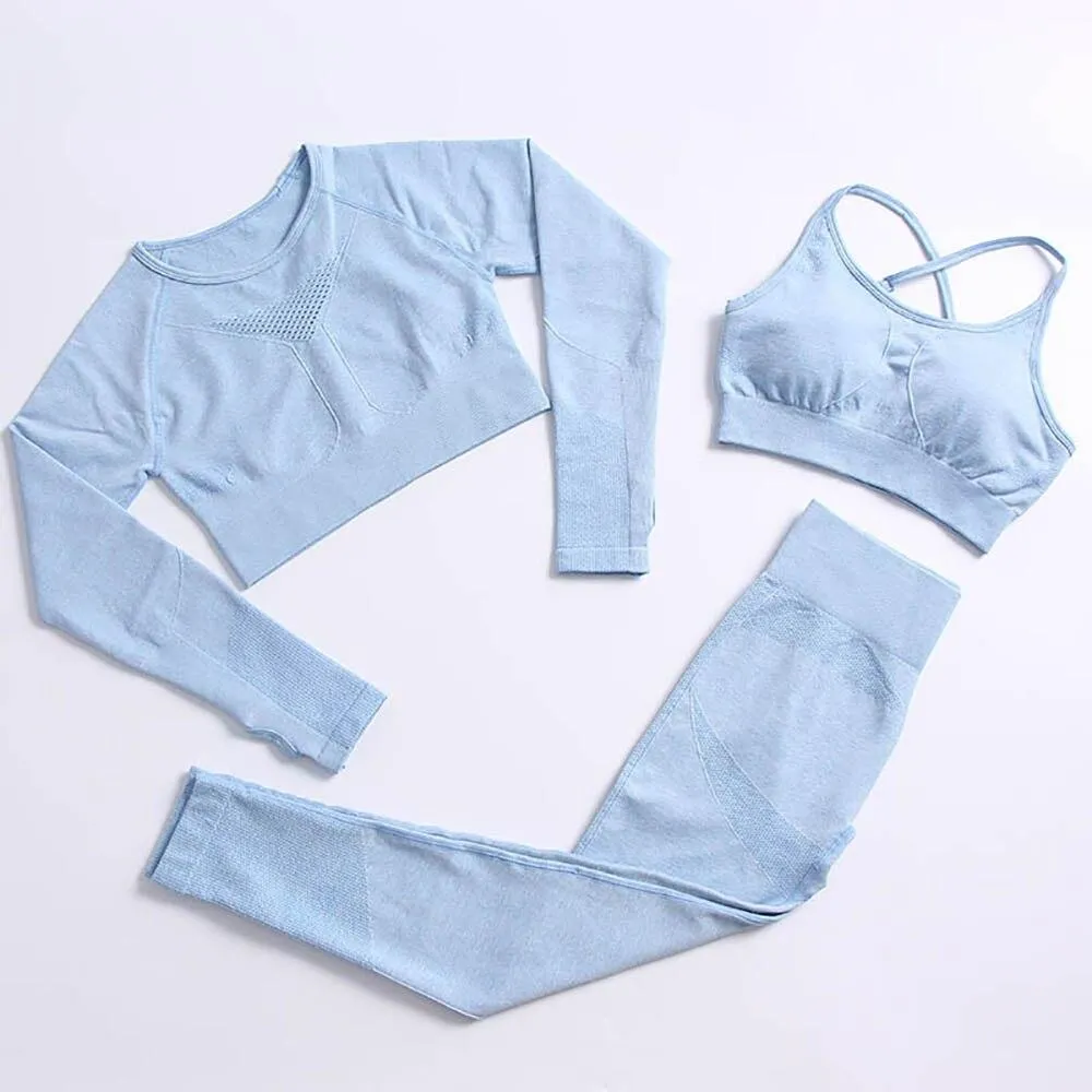 Yoga Set Gym Clothing Track Suit High Waist Pants Sports Bras For Women