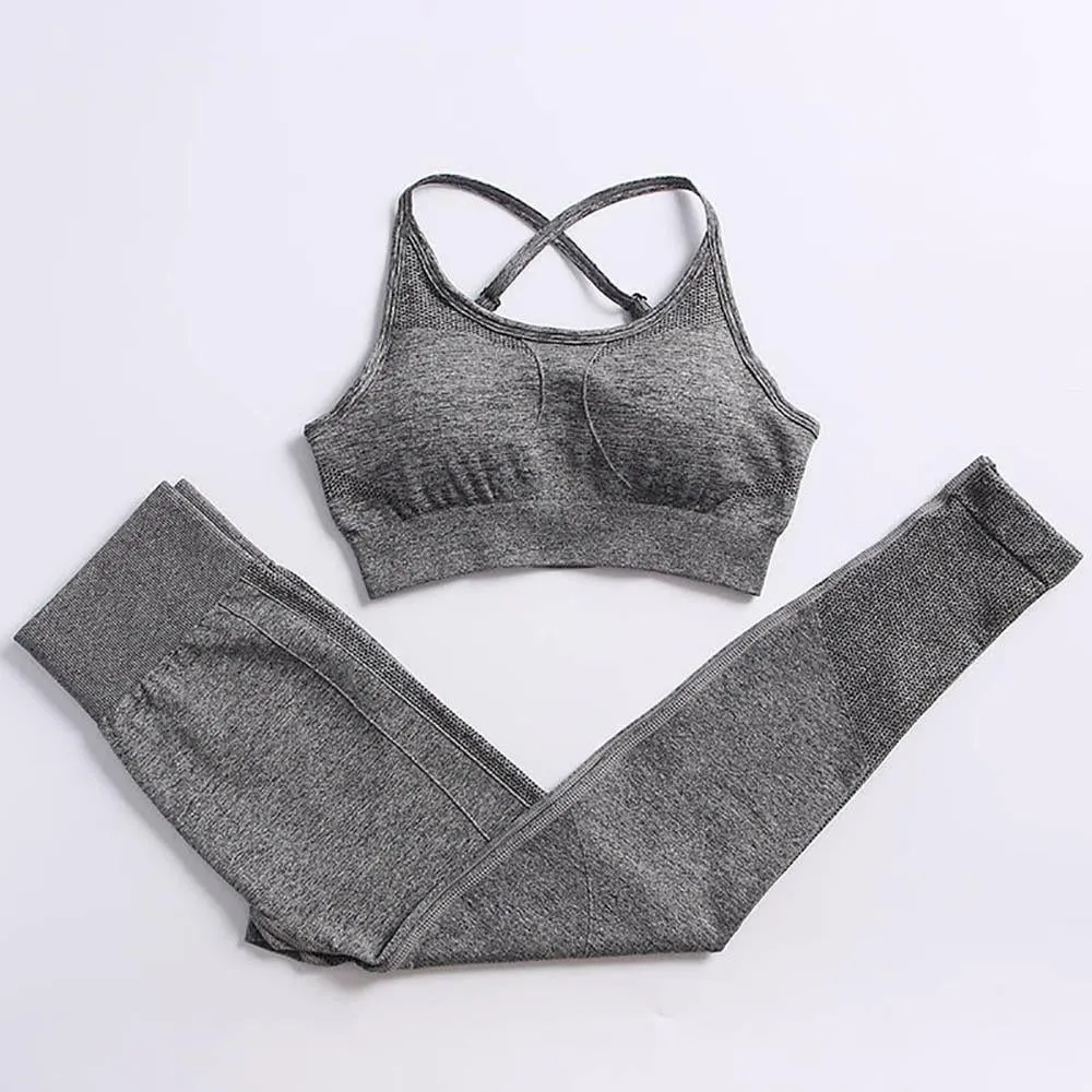 Yoga Set Gym Clothing Track Suit High Waist Pants Sports Bras For Women